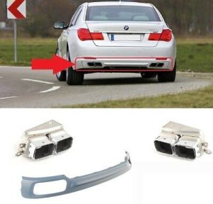 BMW NEW GENUINE 7 F01 F02 REAR BUMPER TRIM PANEL DIFFUSER WITH EXHAUST PIPES