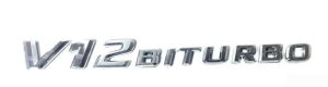 NEW GENUINE MERCEDES BENZ FRONT SIDE FENDER V12 BITURBO LETTERING CHROME BADGE A2218171815