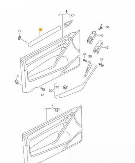 NEW GENUINE VW GOLF 09-13 2 DOOR FRONT DOOR ALUMINIUM MATT TRIM COVER LEFT N/S 5K3867439ADV8 - Image 2