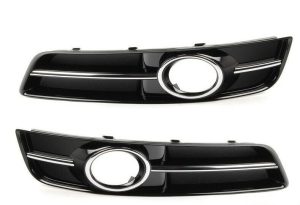 NEW GENUINE AUDI A3 09-13 O/S RIGHT N/S LEFT BUMPER FOG LIGHT CHROME GRILL SET