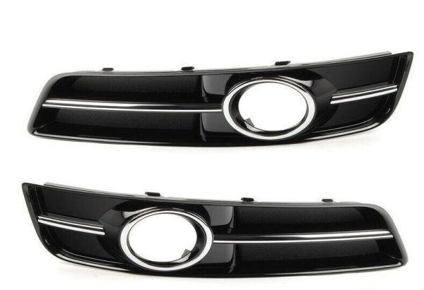 NEW GENUINE AUDI A3 09-13 O/S RIGHT N/S LEFT BUMPER FOG LIGHT CHROME GRILL SET