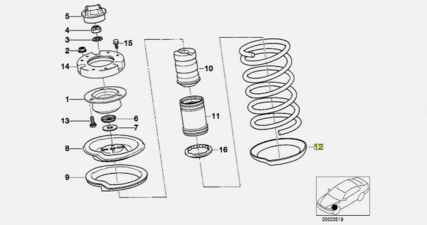 New Genuine BMW Front Coil Spring Pad Shim Rubber Mount 3mm 31331124322 - Image 2