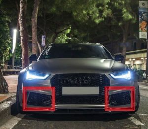 NEW GENUINE AUDI RS6 13-18 O/S RIGHT N/S LEFT FRONT BUMPER FOG LIGHT GRILL SET