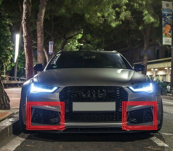 NEW GENUINE AUDI RS6 13-18 O/S RIGHT N/S LEFT FRONT BUMPER FOG LIGHT GRILL SET