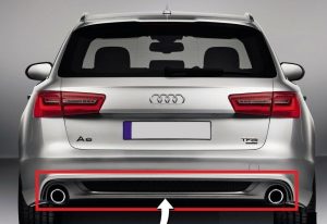 NEW GENUINE AUDI A6 S LINE REAR BUMPER DOUBLE PIPE PLATINUM GREY DIFFUSER TRIM 4G0807521F1RR