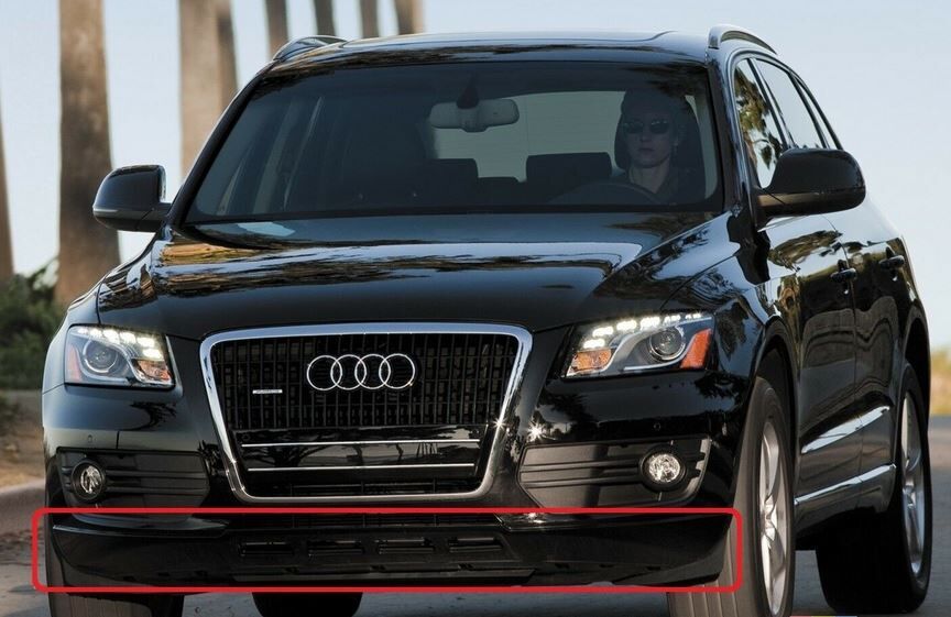 NEW GENUINE AUDI Q5 2009-2012 FRONT BUMPER CENTER LOWER BLACK SPOILER COVER 8R0807061C4U8 - Image 3