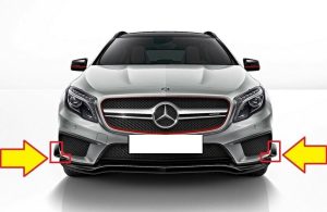 NEW GENUINE MERCEDES MB GLA X156 AMG FRONT BUMPER SIDE LOWER SPOILER FLICKS SET