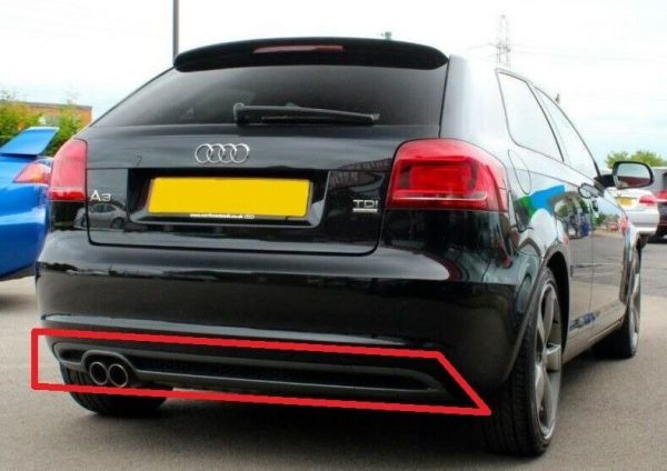 NEW GENUINE AUDI A3 09-13 S-LINE REAR BUMPER DIFFUSER TRIM DOUBLE PIPE GREY 8P0807434F1RR - Image 4