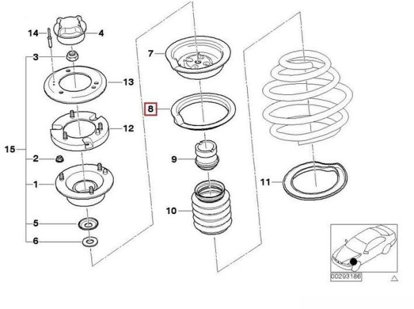 BMW NEW GENUINE E39 E46 E60 E61 E63 E64 FRONT UPPER SPRING PAD PAIR SET 31331091867 - Image 2