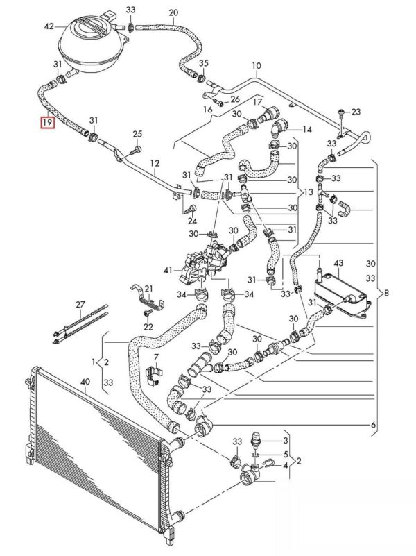 NEW GENUINE VW GOLF 2012 - 2017 RADIATOR COOLANT WATER HOSE PIPE 5Q0122109L - Image 2