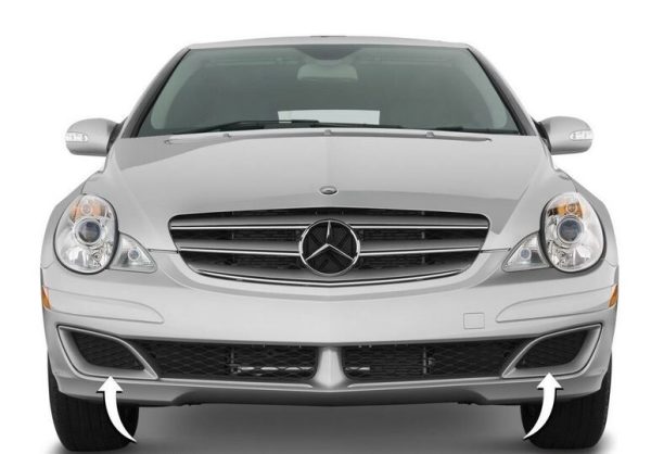NEW GENUINE MERCEDES BENZ R W251 FRONT BUMPER FOG LIGHT COVER TRIM PAIR SET - Image 5