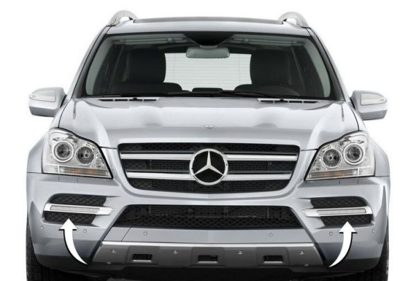 NEW GENUINE MERCEDES BENZ GL X164 09-12 FRONT BUMPER FOG LIGHT GRILL PAIR SET - Image 3