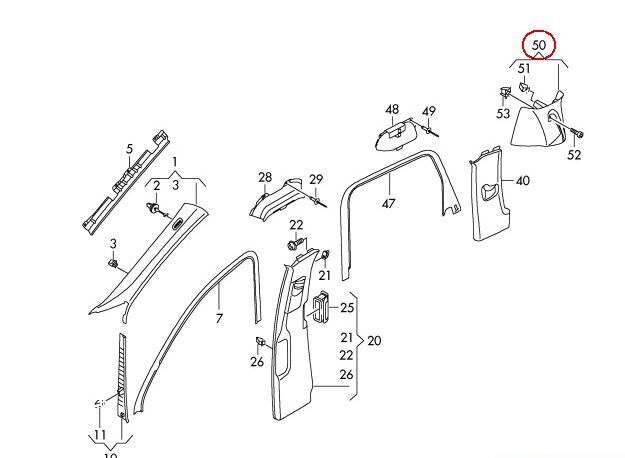 NEW GENUINE VW TOUAREG INTERIOR LEFT N/S D PILLAR TRIM PEARL GREY 7P6867245BMFV - Image 2