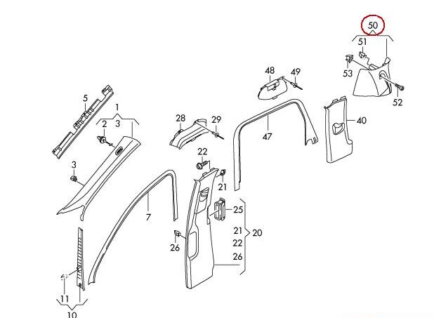 NEW GENUINE VW TOUAREG INTERIOR RIGHT O/S D PILLAR TRIM PEARL GREY 7P6867246BMFV - Image 2