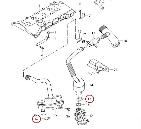 GENUINE AUDI A4 01-05 A6 02-05 2.0 FSI BREATHER HOSE RETAINING CLIP AND O-RING - Image 2