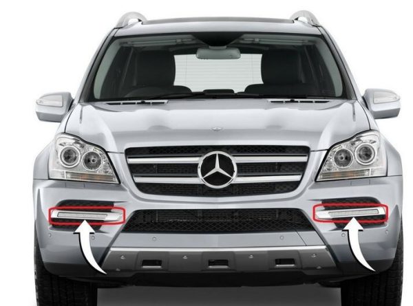 NEW GENUINE MERCEDES BENZ GL X164 FRONT BUMPER FOG LIGHT GRILL TRIM PAIR SET