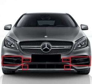 NEW GENUINE MERCEDES BENZ MB A45 CLASS 2015- W176 AMG FRONT BUMPER GRILL SET