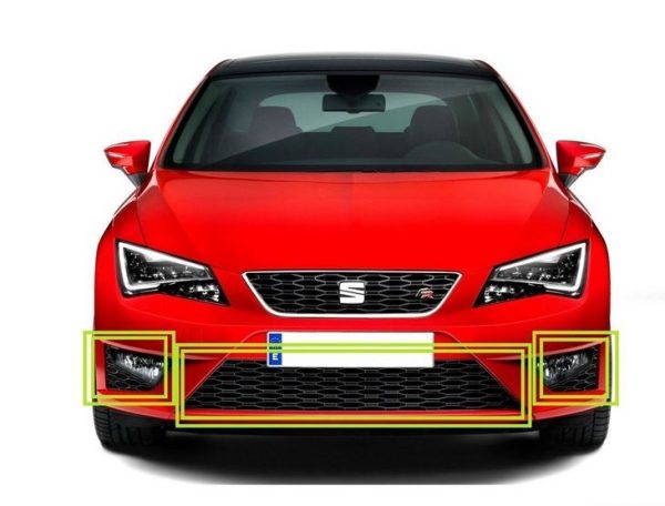 NEW GENUINE SEAT LEON FR 13-17 FRONT LOWER RIGHT LEFT CENTER GRILL SET BLACK - Image 2