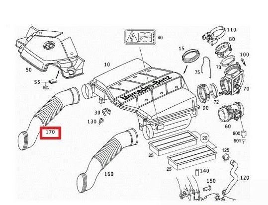 NEW GENUINE MERCEDES BENZ MB SL CLASS W230 SL350 AIR INTAKE HOSE RIGHT O/S A1120941282 - Image 2