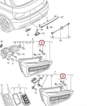 NEW GENUINE AUDI A1 2011-2016 REAR TAIL LIGHT BRACKET SUPPORT ELEMENT 8X0945567 - Image 2