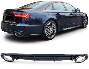 Rear bumper Diffuser RS6 look For Audi A6 C7 4G 2015-2018 S-Line / S6 bumper + tips