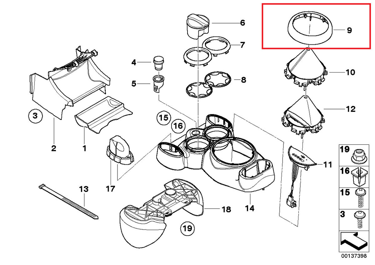 NEW GENUINE MINI R50 R52 R53 CENTER CONSOLE CHROME BOOT TRIM RING 51167131186 - Image 2