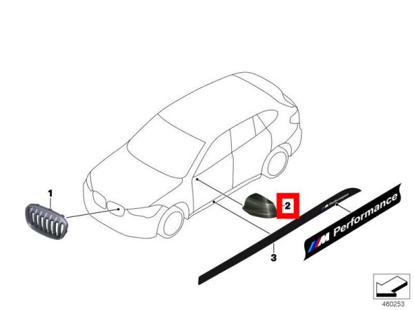 NEW GENUINE BMW 2 SERIES F45 F46 X1 F48 SIDE MIRROR CARBON FIBER COVER PAIR SET - Image 2