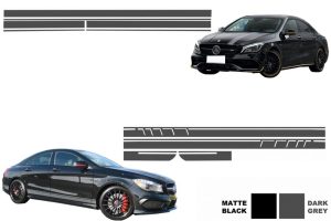 Set Sticker Side Decals and Upper Bonnet Roof Tailgate Dark Grey suitable for Mercedes CLA W117 C117 X117 (2013-2016) W176 (2012-2018) 45 Design Edition 1