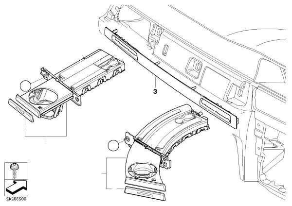 BMW NEW GENUINE 3 E92 E93 E90 E91 04-12 CUP HOLDER BLACK TRIM DECOR RHD 51457144256 - Image 3