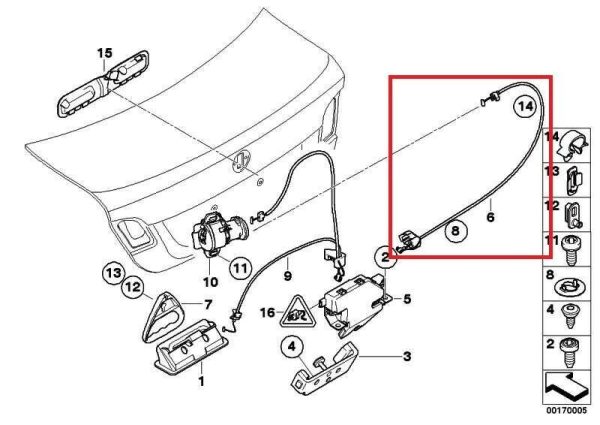 BMW NEW GENUINE 3 SERIES E90 E92 TRUNK LOCK LATCH BOWDEN CABLE 51247197490 - Image 2