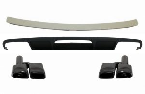 Rear Bumper Diffuser suitable for Mercedes CLS Sedan W218 (2011-2017) Trunk Spoiler and Exhaust Muffler Tips Tail Pipes Only for AMG Sport Line