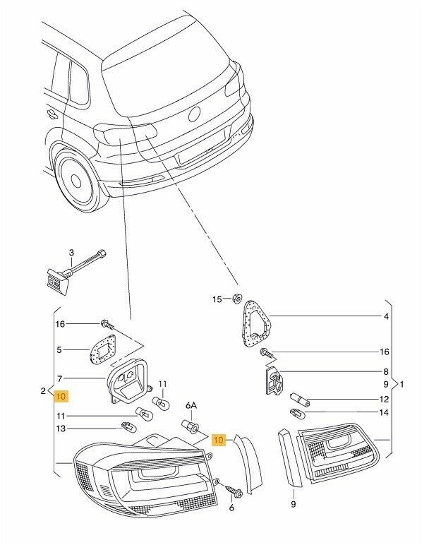 NEW GENUINE VW TIGUAN 12-16 TAIL LIGHTS OUTER TRIM COVERS LEFT RIGHT PAIR SET - Image 2