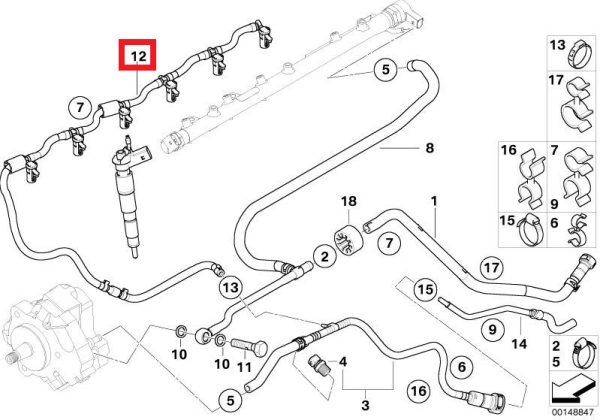 NEW GENUINE BMW 3 5 6 7 X SERIES DIESEL FUEL INJECTOR LEAK BACK PIPE 13537799869 - Image 2