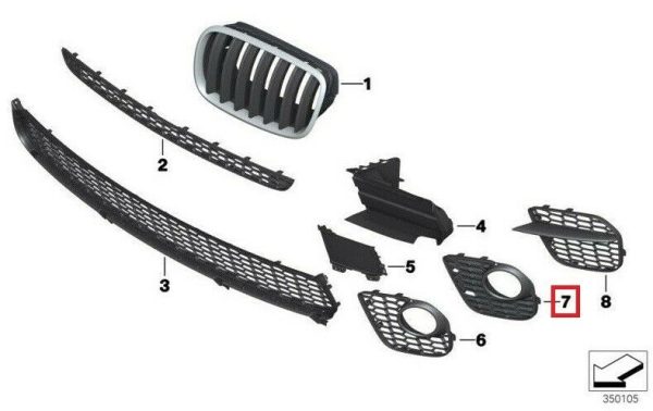 NEW GENUINE BMW X5 E70 LCI FRONT M SPORT BUMPER FOG LIGHT GRILLE GRID LEFT N/S 51118048021 - Image 2