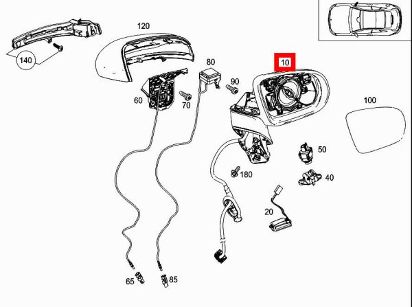 NEW GENUINE MERCEDES BENZ E-CLASS W238 WING MIRROR FRAME RIGHT O/S BLACK A2388107400 - Image 2