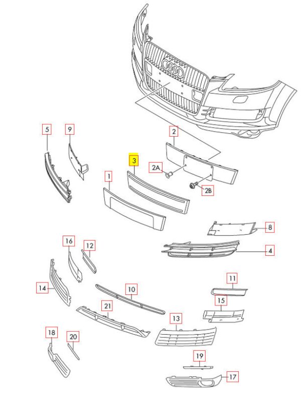 NEW GENUINE AUDI Q7 FRONT BUMPER LICENCE PLATE FILLER 4L0807287AT94 - Image 3