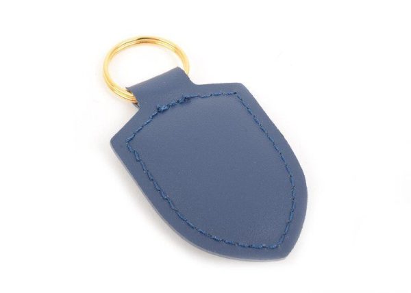 NEW GENUINE PORSCHE LEATHER METAL CREST KEY RING FOB CHAIN BLUE WAP0500950E - Image 3