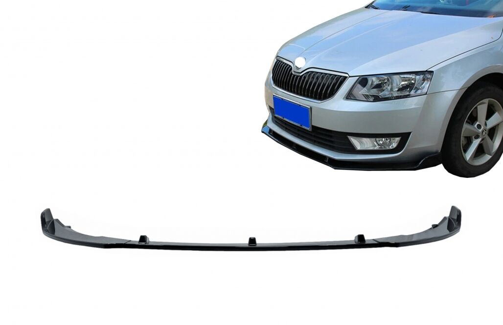 Front Bumper Add-On Spoiler Lip Extension suitable for Skoda Octavia III 5E Sedan Estate (2013-2016) Piano Black - Image 12