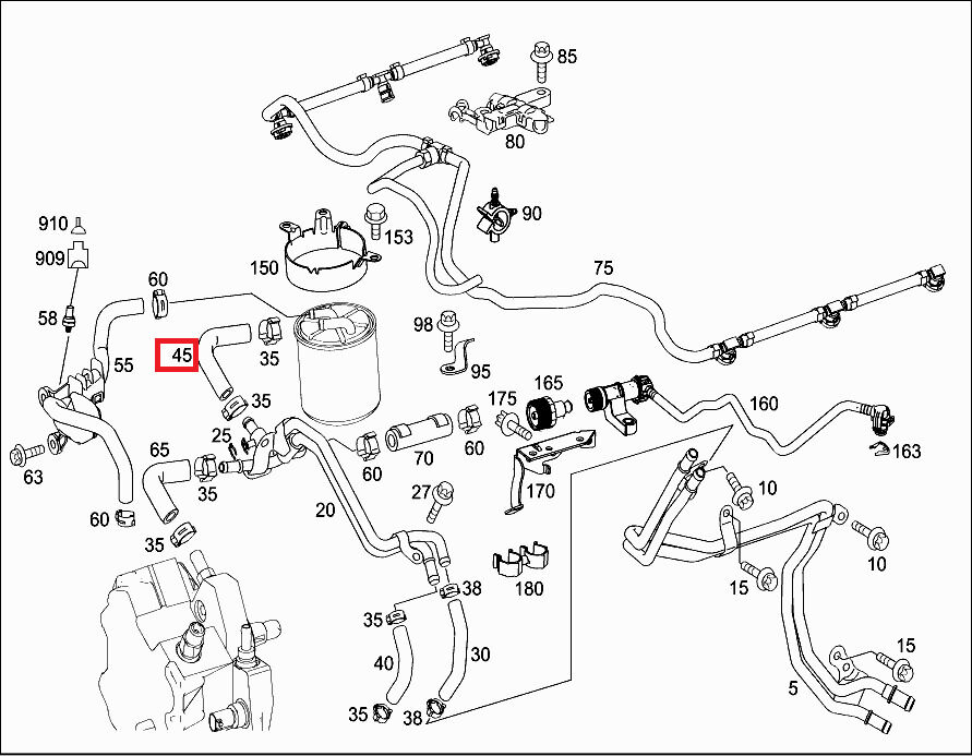 NEW GENUINE MERCEDES BENZ OM642 FUEL FILTER RUBBER HOSE A6420781281 - Image 2