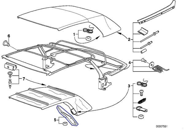 BMW NEW GENUINE 3 SERIES E36 CABRIO ROOF TOP INSERT REPAIR KIT 54318211902 - Image 3