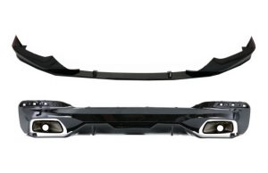 Diffuser With Exhaust Tips and Front Spoiler Lip suitable for BMW 5 Series G30 G31 Limousine Touring (2017-up) 540 M Performance Look Piano Black