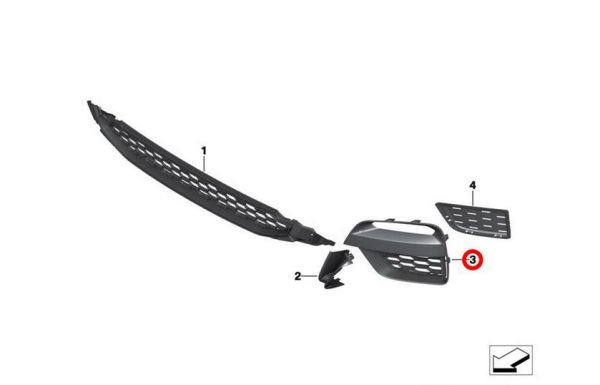 NEW GENUINE BMW X3 X4 SERIES G01 G02 FRONT M BUMPER OPEN SIDE GRILL LEFT N/S 51118092757 - Image 3
