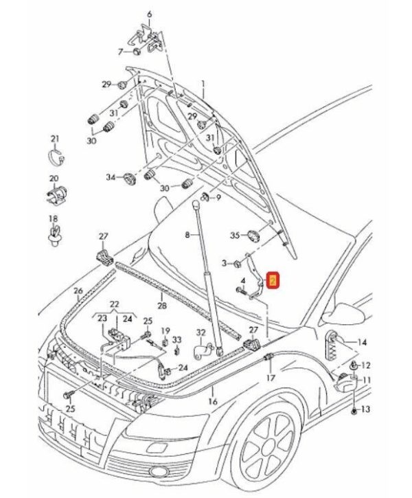 AUDI NEW GENUINE A6 S6 ALLROAD RS6 C6 05-11 LEFT N/S ENGINE HOOD BONNET HINGE 4F0823301 - Image 2
