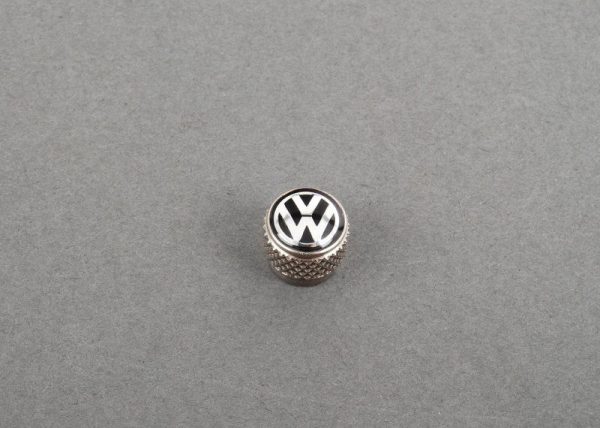 NEW GENUINE VOLKSWAGEN NICKEL PLATED WHEEL TIRE ALUMINIUM VALVE CAP SET 4PCS 000071215 - Image 2