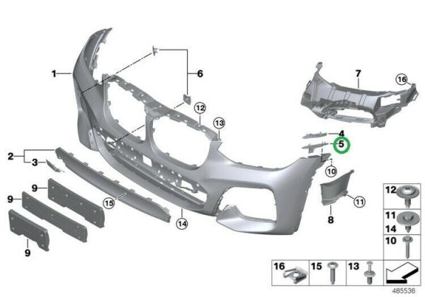 NEW GENUINE BMW X3 X4 SERIES FRONT BUMPER LOWER INSERT BRACKET LEFT N/S 51117399983 - Image 2