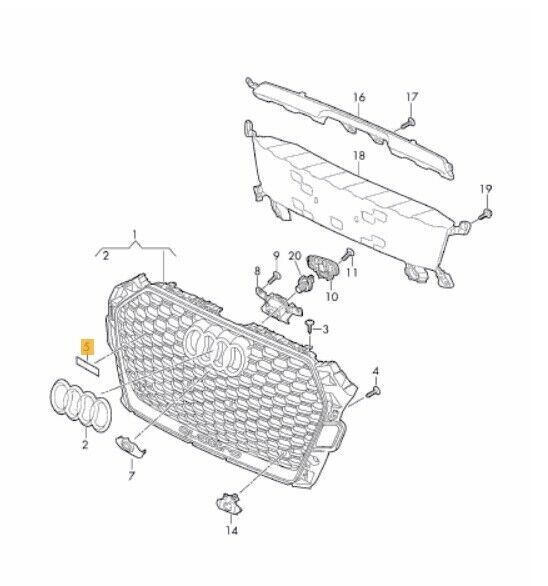 NEW GENUINE AUDI RS4 2018- FRONT BUMPER CENTER GRILL BLACK RS4 BADGE EMBLEM 8W0853736CT94 - Image 2