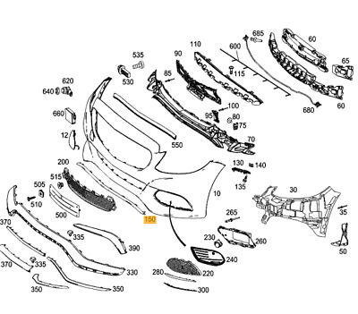 NEW GENUINE MERCEDES BENZ MB C CLASS W205 FRONT BUMPER LOWER LIP BLACK TRIM A2058850123 - Image 3