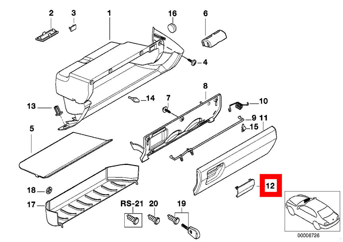 NEW GENUINE BMW 3 SERIES E36 COMPACT GLOVE BOX LOCKABLE HANDLE FLAP 51168218167 - Image 2