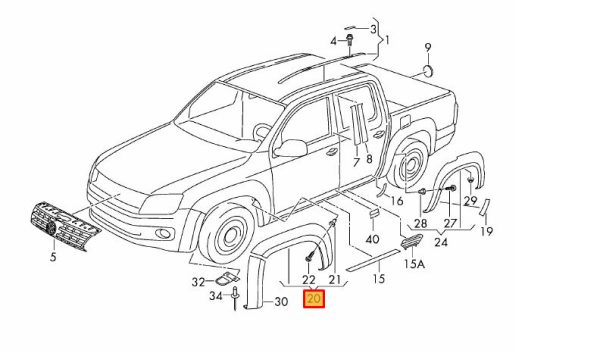 NEW GENUINE VW AMAROK FRONT WING WHEEL ARCH COVER TRIM LEFT N/S 2HH854731GRU - Image 2
