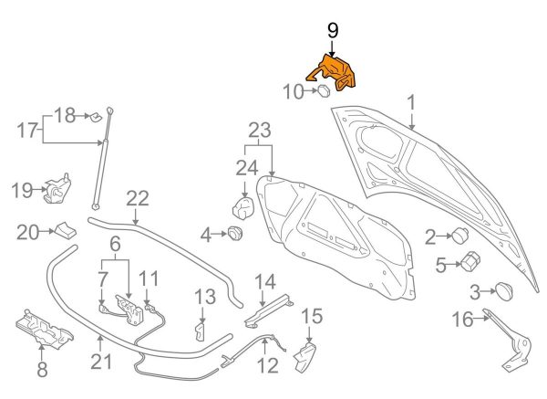 AUDI NEW GENUINE A3 8P 2009-2013 HOOD SAFETY CATCH LATCH LOCK 8P0823480B - Image 2